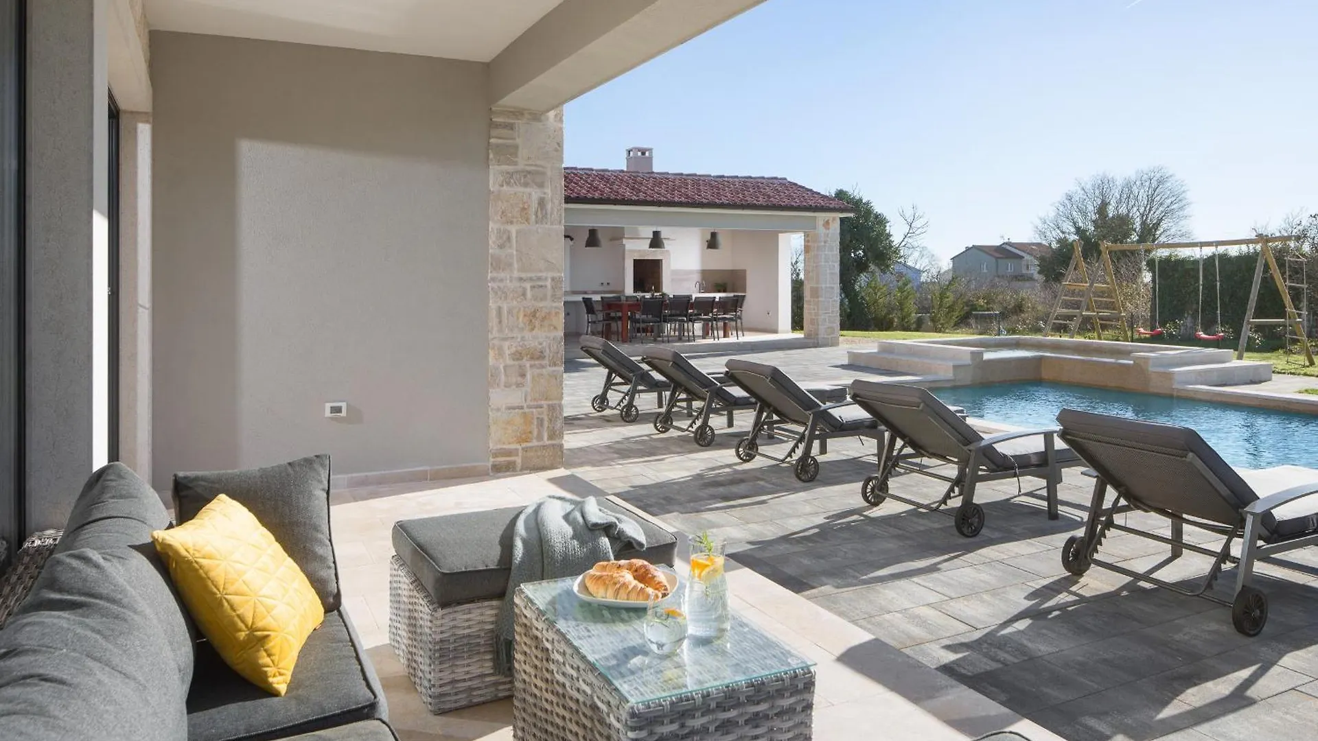 Villa Korat For 8 People In Central Istria With Sauna & Children Playground Divsici Croatia